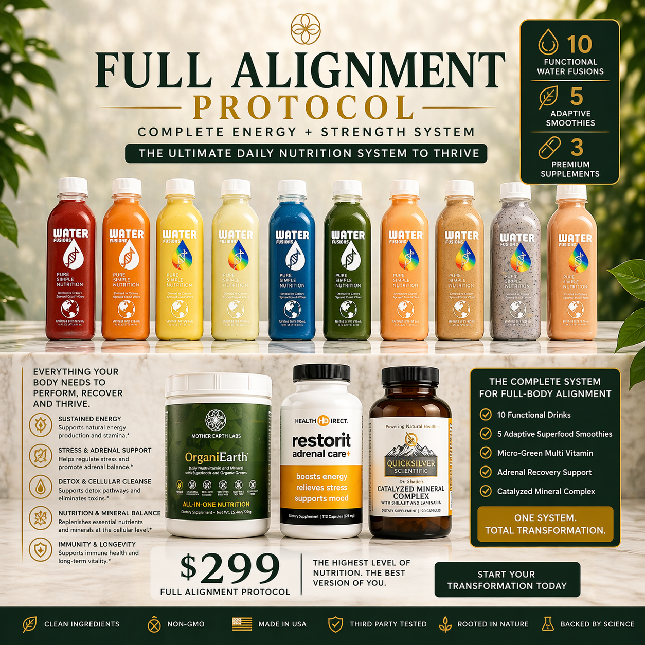 Water Fusions Full Alignment Protocol Complete Energy, Detox & Strength System
